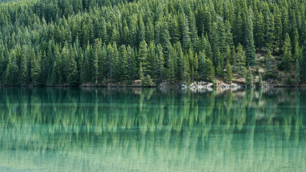 Crystal-clear lake in Banff
